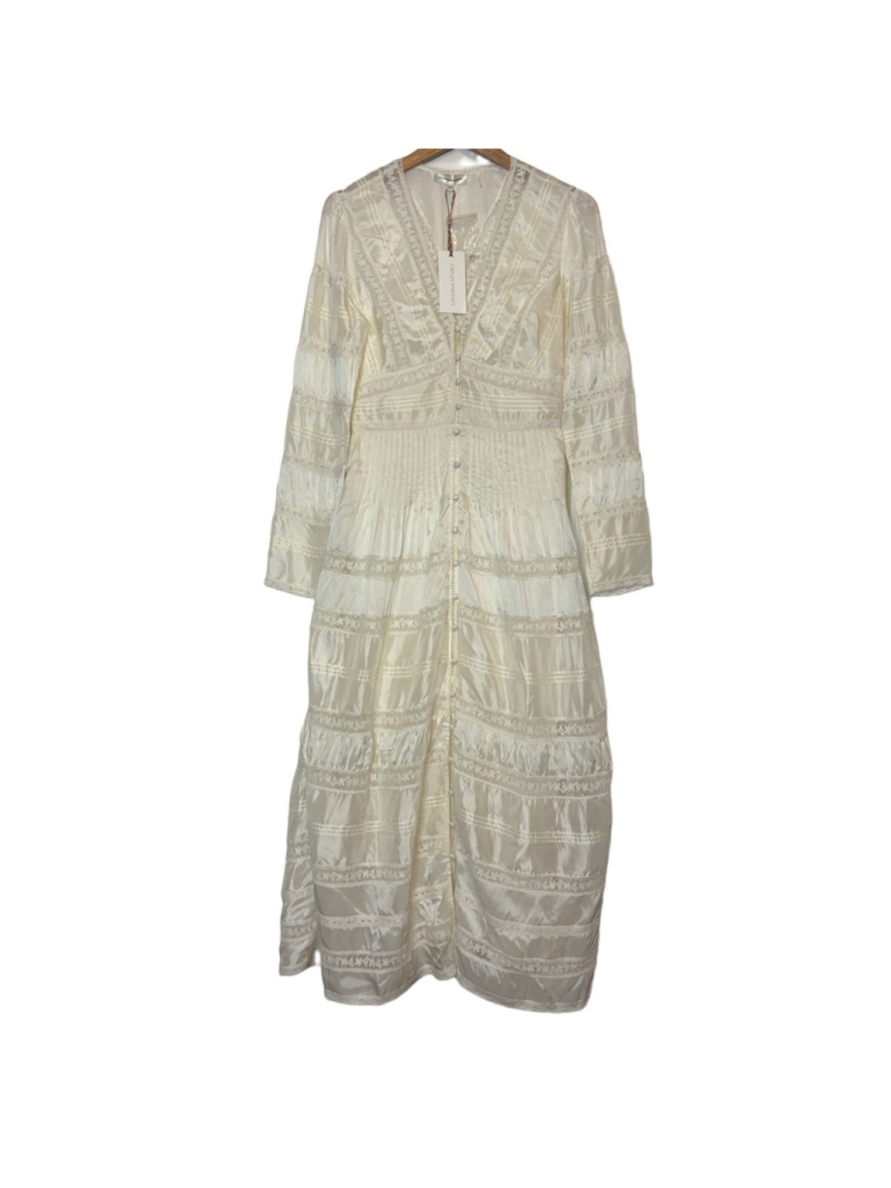 LoveShackFancy Ellitia Maxi Dress Victorian Lace Button Front Ivory NWT Size 4 - Picture 5 of 15